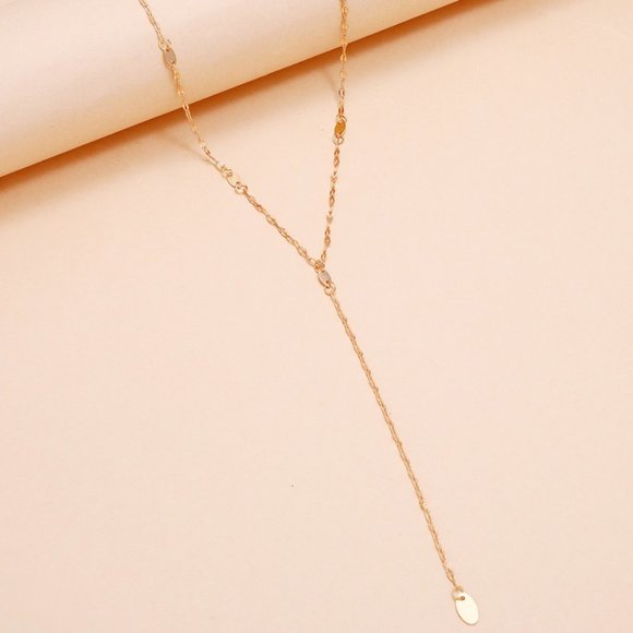 Fashion Simple Single Layer Gold Long Tassel Neckl - Picture 2 of 5